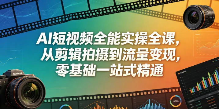 AI短视频全能实操全课,从剪辑拍摄到流量变现,零基础一站式精通-706资源网