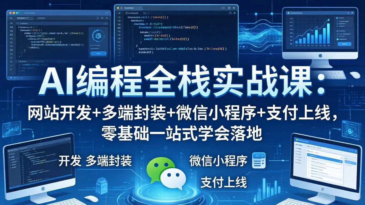 AI编程全栈实战课：网站开发+多端封装+微信小程序+支付上线，零基础一站式学会落地-706资源网