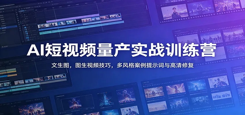 AI短视频量产实战训练营：文生图，图生视频技巧，多风格案例提示词与高清修复-706资源网