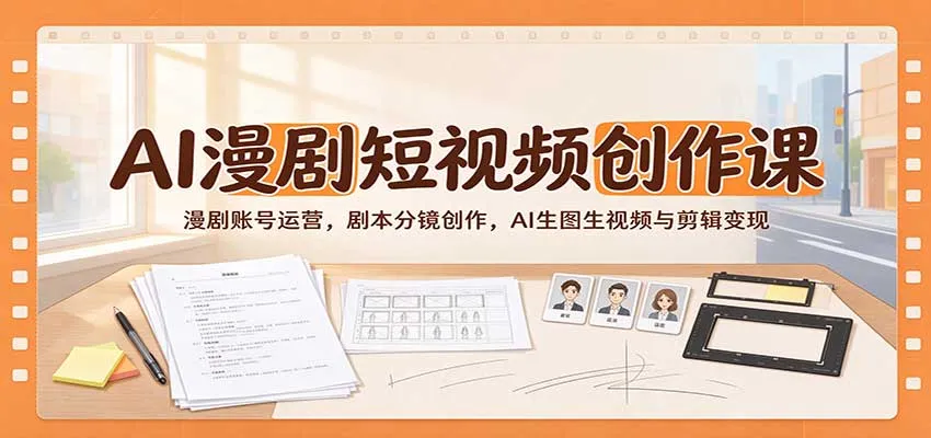 AI漫剧短视频创作课：漫剧账号运营，剧本分镜创作，AI生图生视频与剪辑变现-706资源网