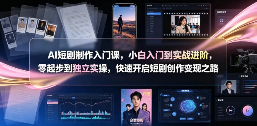 AI短剧制作入门课,小白入门到实战进阶,零起步到独立实操,快速开启短剧创作变现之路-706资源网