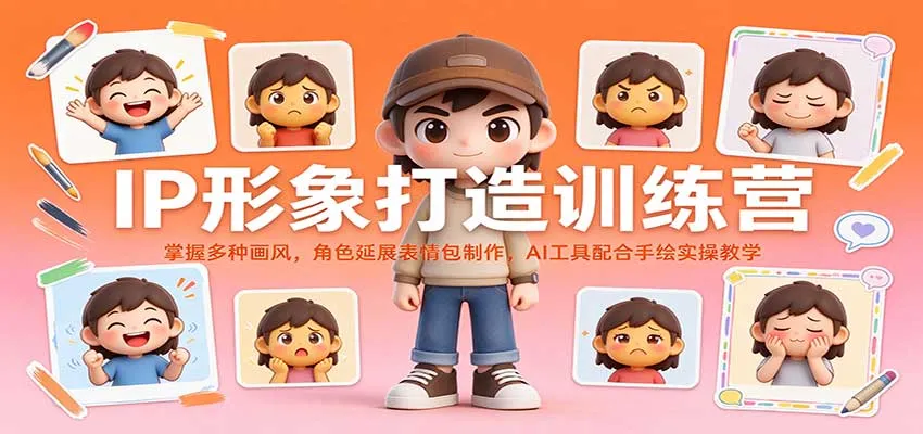 IP形象打造训练营:掌握多种画风,角色延展表情包制作,AI工具配合手绘实操教学-706资源网