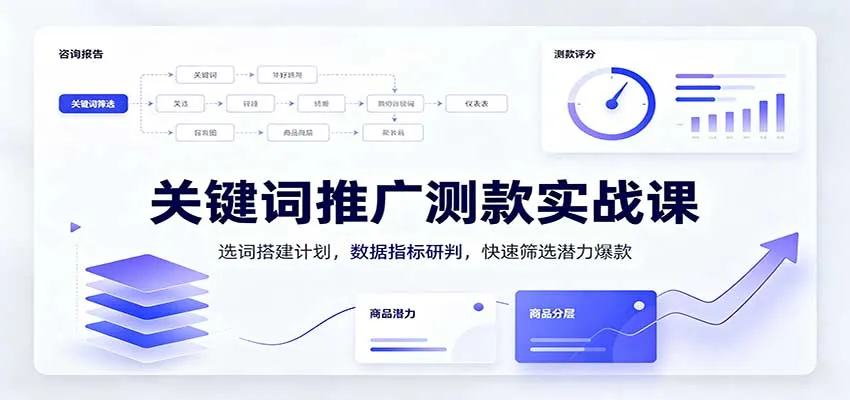 关键词推广测款实战课：选词搭建计划，数据指标研判，快速筛选潜力爆款-706资源网