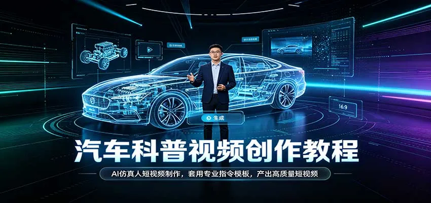 汽车科普视频创作教程：AI仿真人短视频制作，套用专业指令模板，产出高质量短视频-706资源网