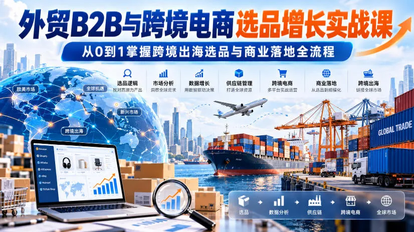 外贸B2B与跨境电商选品增长实战课,从0到1掌握跨境出海选品与商业落地全流程-706资源网