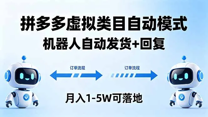 多多虚拟类目自动模式，机器人自动发货 + 回复，月入 1-5W 可落地-706资源网