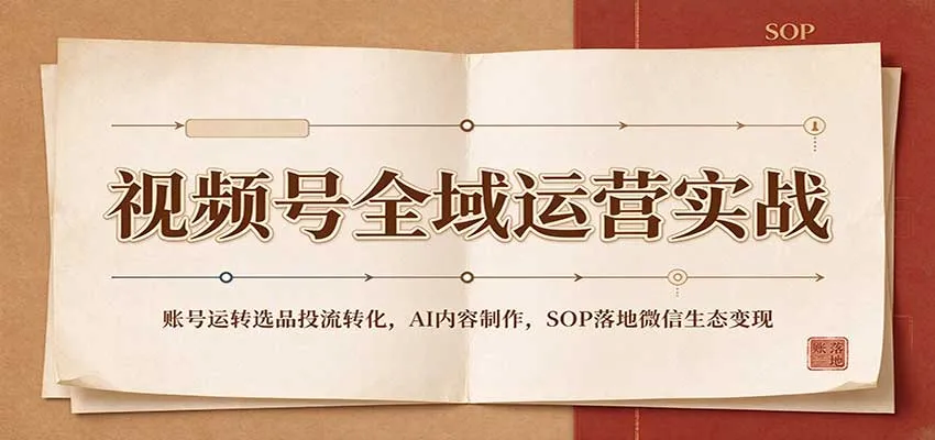 视频号全域运营实战：账号运转选品投流转化，AI内容制作，SOP落地微信生态变现-706资源网