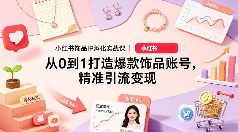 小红书饰品IP孵化实战课｜从0到1打造爆款饰品账号，精准引流变现-706资源网