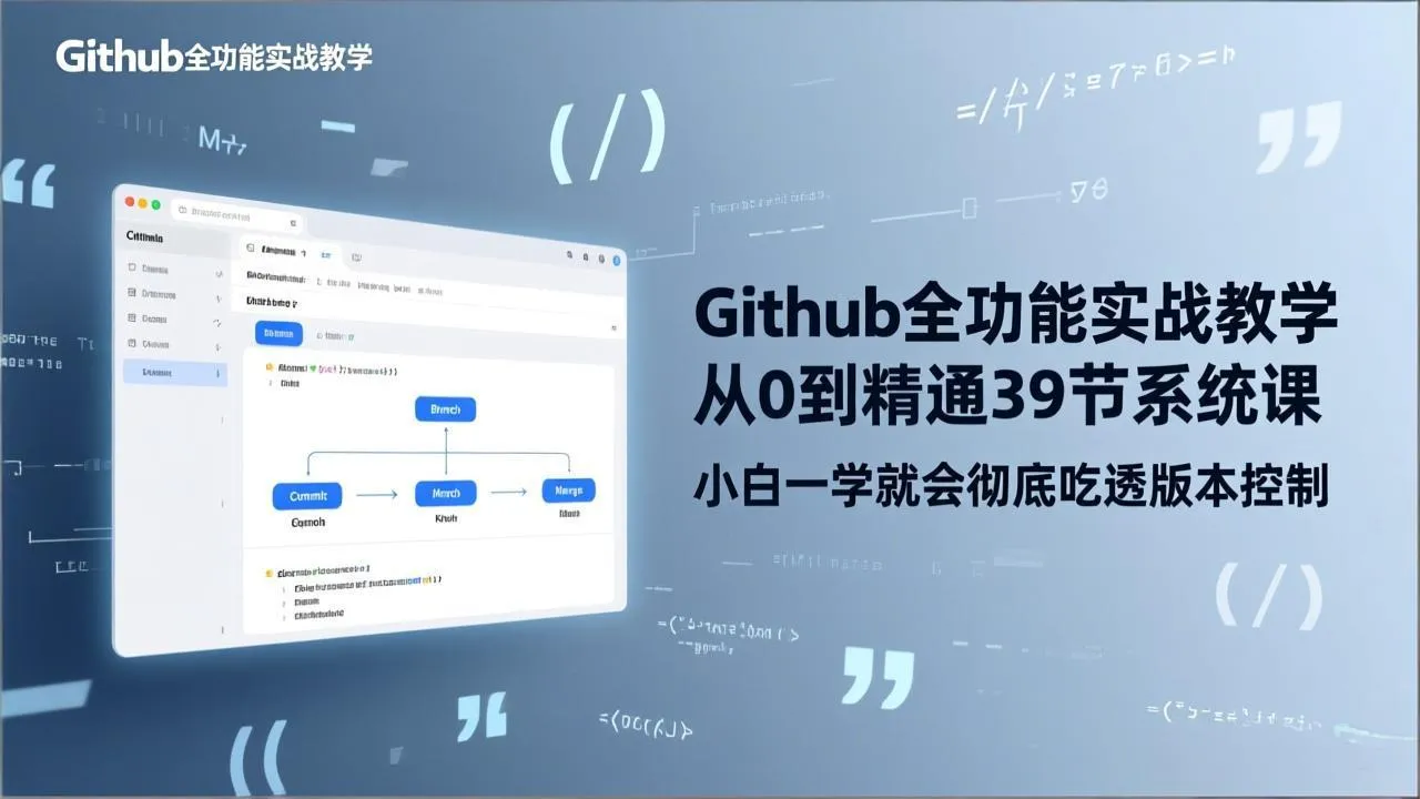 GitHub-全功能实战教学,从0到精通39节系统课,小白一学就会彻底吃透版本控制-706资源网