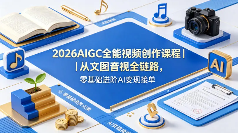 2026AIGC全能视频创作课程｜从文图音视全链路，零基础进阶AI变现接单-706资源网