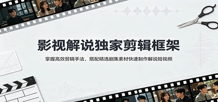 影视解说独家剪辑框架：掌握高效剪辑手法，搭配精选剧集素材快速制作解说短视频-706资源网