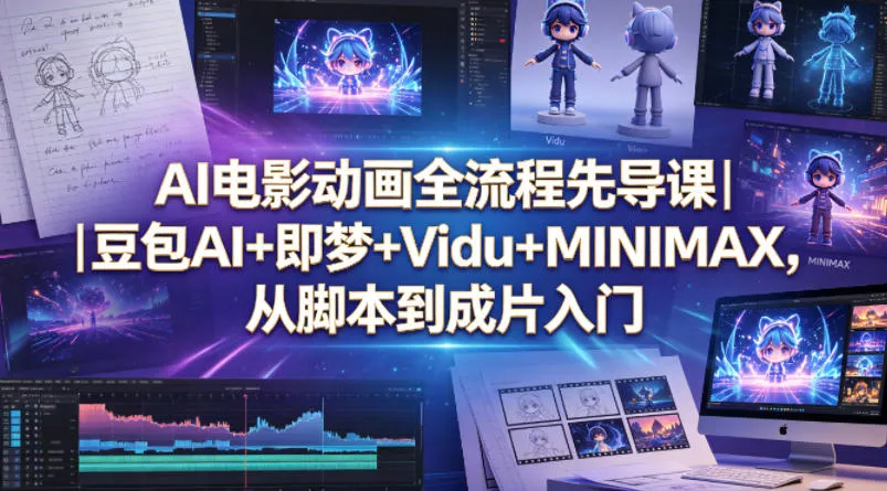 AI电影动画全流程先导课｜豆包AI+即梦+Vidu+MINIMAX，从脚本到成片入门-706资源网
