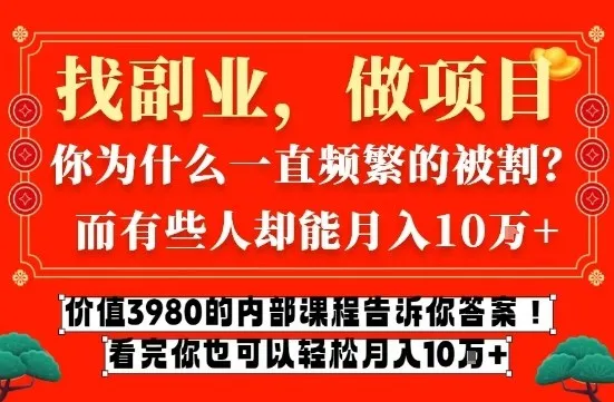 价值3980的网创内部课程，告诉你互联网创业月入10个W的秘密【揭秘】-706资源网