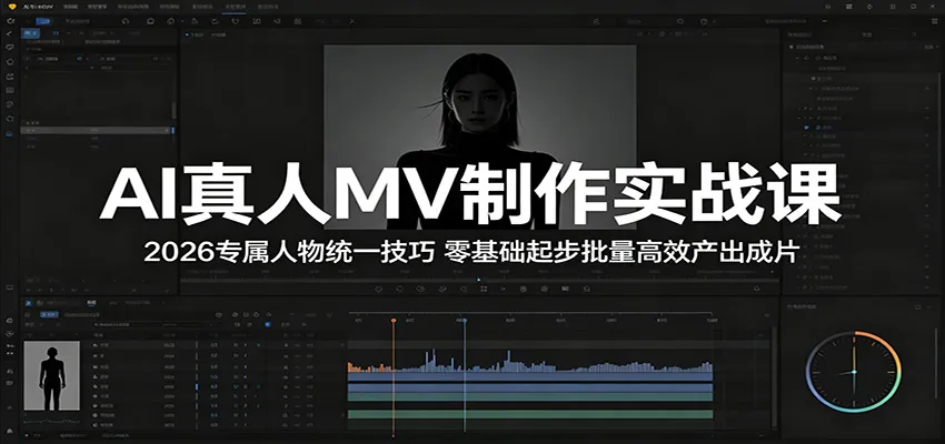 AI真人MV制作实战课：2026专属人物统一技巧，零基础起步批量高效产出成片-706资源网