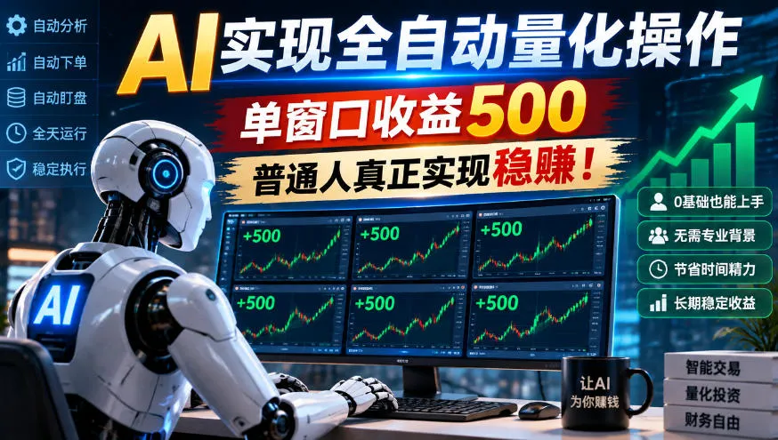 AI实现全自动量化操作，单窗口收益500，普通人真正实现稳賺！【揭秘】-706资源网