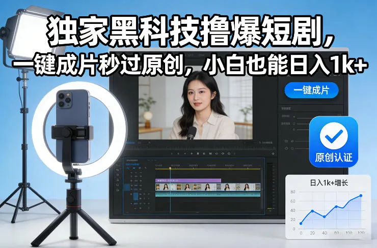 独家黑科技撸爆短剧,一键成片秒过原创,小白也能日入1k+【揭秘】-706资源网