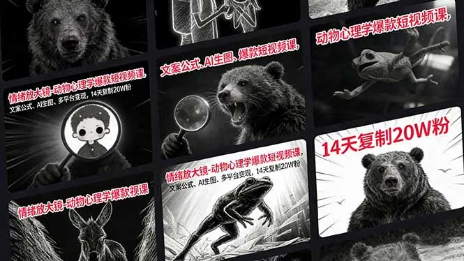 情绪放大镜-动物心理学爆款短视频课，文案公式、AI生图、多平台变现，14天复制20W粉-706资源网