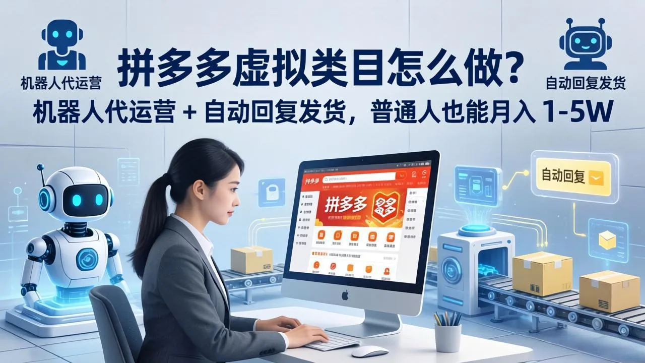 拼多多虚拟类目怎么做？机器人代运营 + 自动回复发货，普通人也能月入 1-5W-706资源网