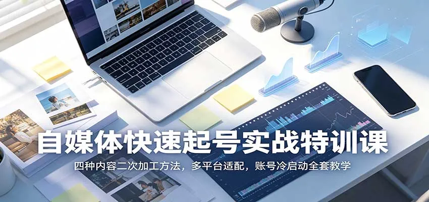 自媒体快速起号实战特训课：四种内容二次加工方法，多平台适配，账号冷启动全套教学-706资源网