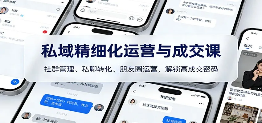 私域精细化运营与成交课：社群管理、私聊转化、朋友圈运营，解锁高成交密码-706资源网