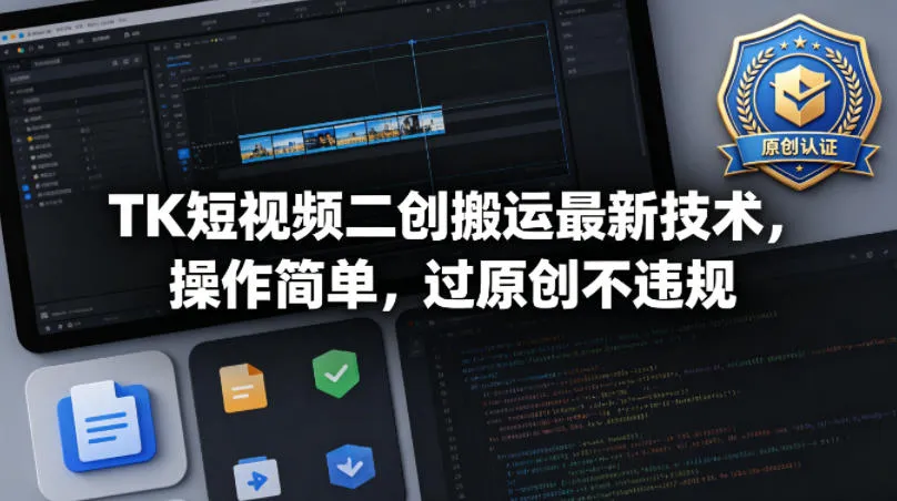 TK短视频二创搬运最新技术，操作简单，过原创不违规-706资源网