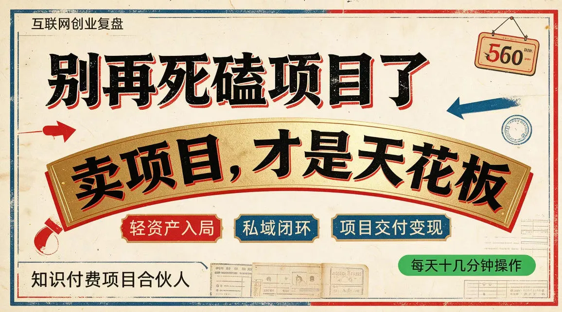做项目不如卖项目，做知识付费自己当老板，普通人死磕项目賺钱，聪明人贩卖项目认知賺钱【揭秘】-706资源网
