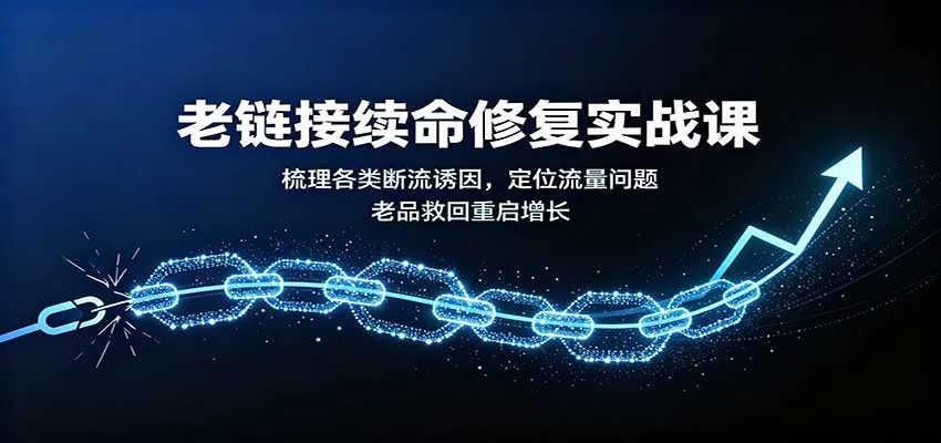 老链接续命修复实战课：梳理各类断流诱因，定位流量问题，老品救回重启增长-706资源网