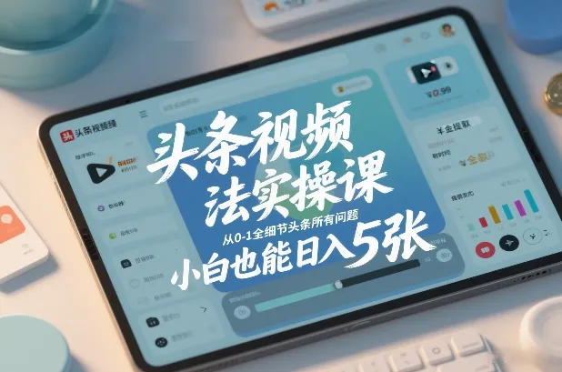 头条视频玩法实操课，从0-1全细节头条所有问题，小白也能日入5张-706资源网