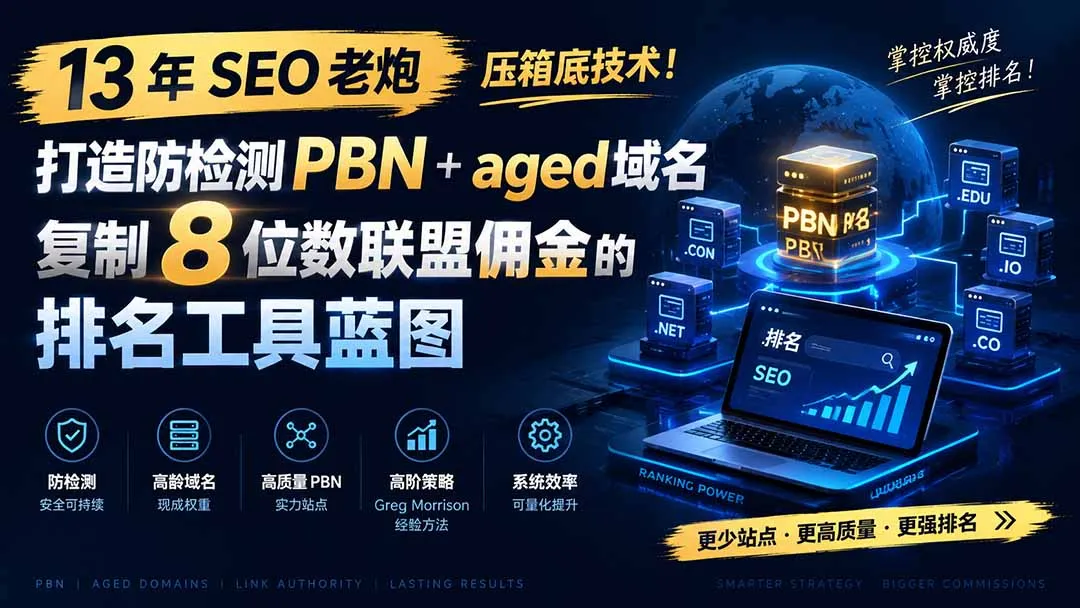 13 年 SEO 老炮压箱底技术！打造防检测 PBN+aged 域名，复制 8 位数联盟佣金的排名工具蓝图【原创双语字幕】-706资源网