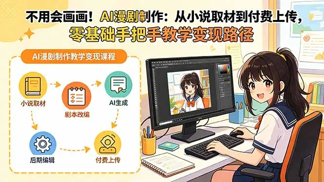 不用会画画！AI漫剧制作：从小说取材到付费上传，零基础手把手教学变现路径(更新-706资源网