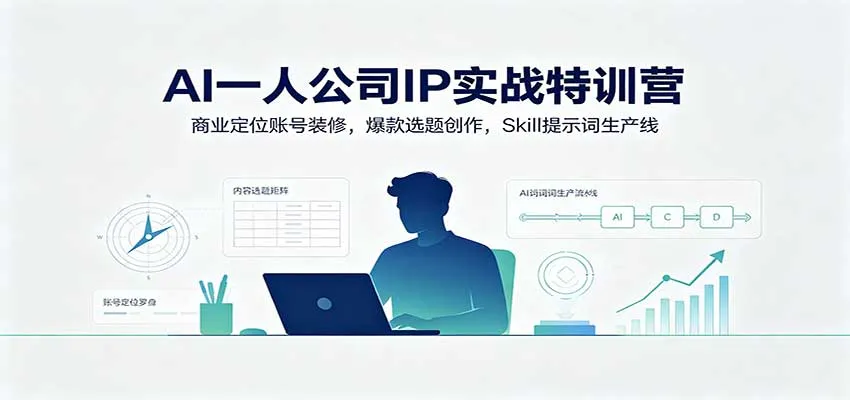 AI一人公司IP实战特训营：商业定位账号装修，爆款选题创作，Skill提示词生产线-706资源网