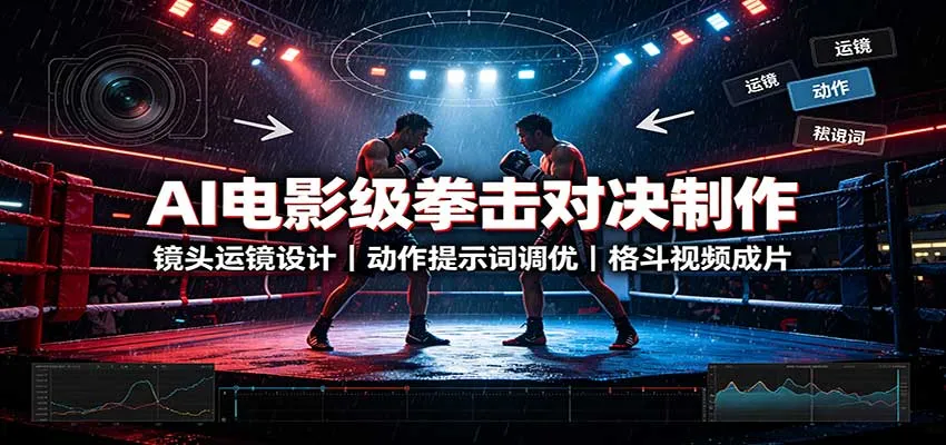 AI电影级拳击对决制作：镜头运镜设计，动作提示词调优，格斗视频成片-706资源网