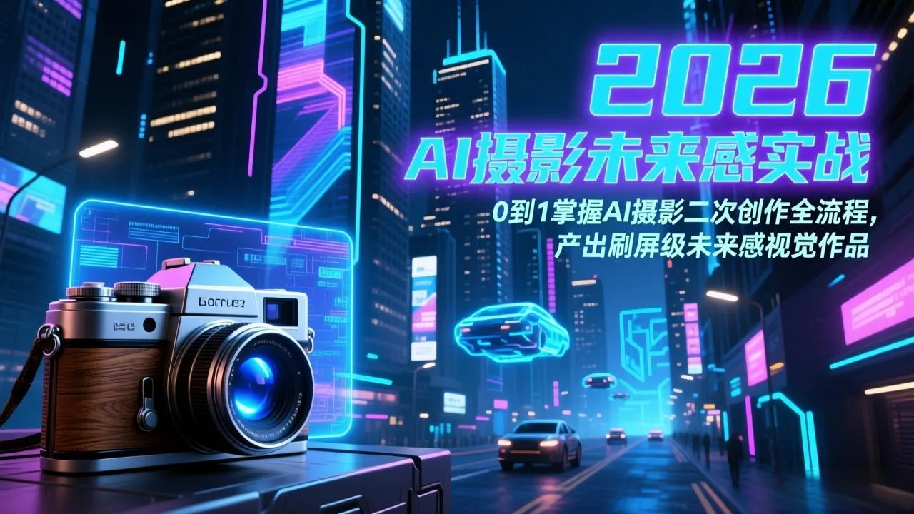 2026 AI摄影未来感实战：0到1掌握AI摄影二次创作全流程，产出刷屏级未来感视觉作品-706资源网