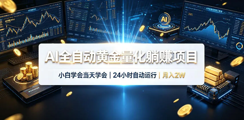 AI全自动黄金量化躺賺项目,24小时自动运行,月入2W!-706资源网