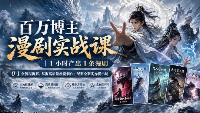 百万博主漫剧实战课|1小时产出1条漫剧,0‑1全流程拆解,掌握高质量漫剧制作,配套全套实操提示词 百万博主漫剧实战课|1小时产出1条漫剧,0‑1全流程拆解,掌握高质量漫剧制作,配套全套实操提示词