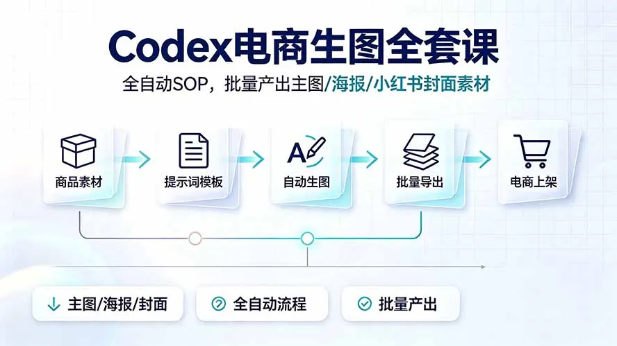 Codex电商生图全套课｜全自动SOP，批量产出主图/海报/小红书封面素材-706资源网
