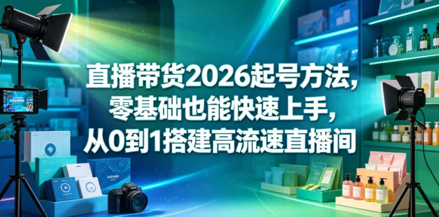 直播带货2026起号方法,零基础也能快速上手,从0到1搭建高流速直播间-706资源网