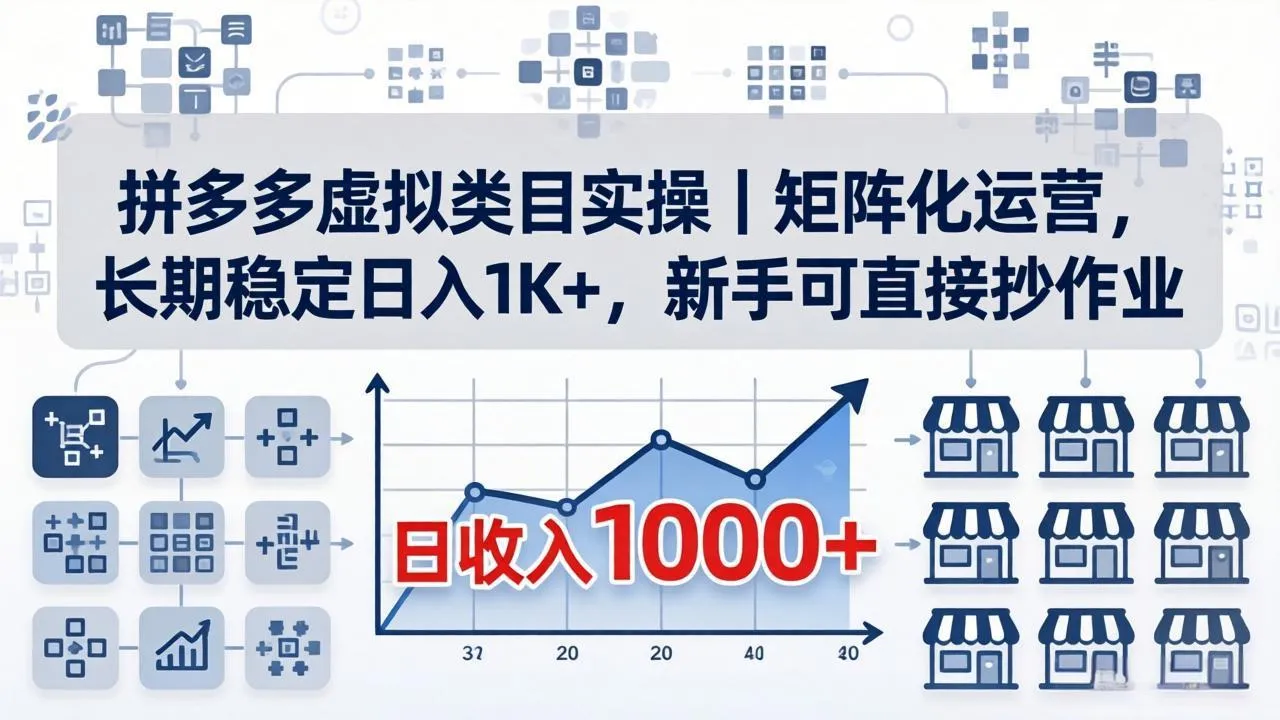 拼多多虚拟类目实操｜矩阵化运营，长期稳定日入 1K+，新手可直接抄作业-706资源网