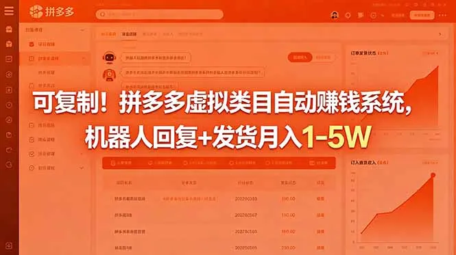 可复制!拼多多虚拟类目自动赚钱系统,机器人回复+发货月入 1-5W-706资源网