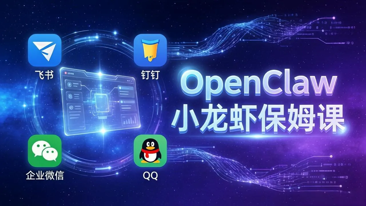 OpenClaw小龙虾保姆课： Windows/macOS/Linux/Docker全系统安装，飞书+钉钉+企业微信+QQ 全接入-706资源网