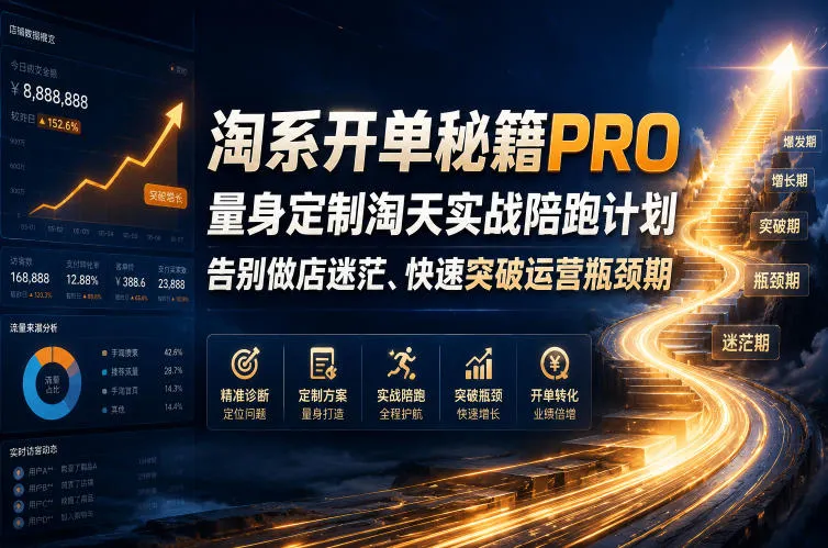 淘系开单秘籍PRO，量身定制淘天实战陪跑计划，告别做店迷茫、快速突破运营瓶颈期（更新260906）-706资源网