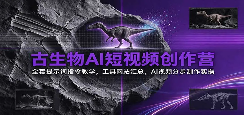 古生物AI短视频创作营：全套提示词指令教学，工具网站汇总，AI视频分步制作实操-706资源网