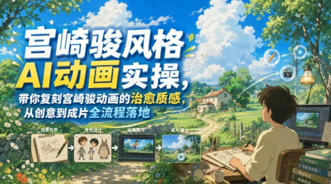 宫崎骏风格AI动画实操，带你复刻宫崎骏动画的治愈质感，从创意到成片全流程落地-706资源网