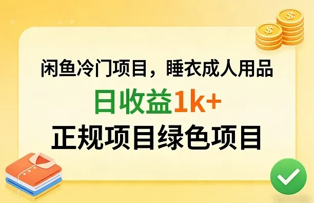 闲鱼冷门项目，情趣内衣成人用品，日收益1k+，正规项目绿色项目-706资源网