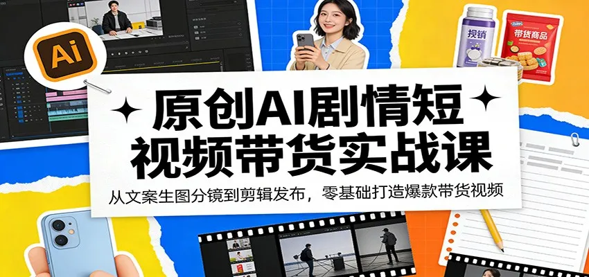 原创AI剧情短视频带货实战课：从文案生图分镜到剪辑发布，零基础打造爆款带货视频-706资源网