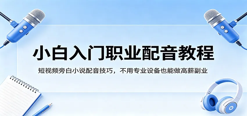 小白入门职业配音教程，短视频旁白小说配音技巧，不用专业设备也能做高薪副业-706资源网