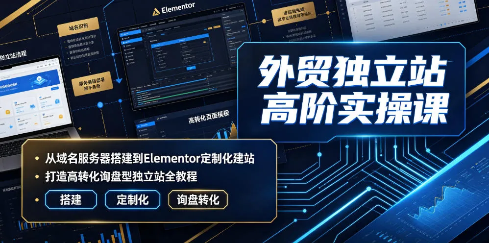 外贸独立站高阶实操课｜从域名服务器搭建到Elementor定制化建站，打造高转化询盘型独立站全教程-706资源网