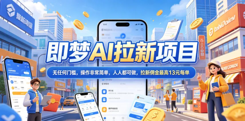 2026年即梦AI拉新项目最新玩法,无任何门槛,操作非常简单,人人都可做,拉新佣金最高13元每单-706资源网