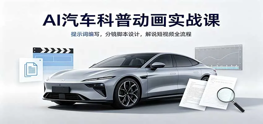 AI汽车科普动画实战课：提示词编写，分镜脚本设计，解说短视频全流程-706资源网