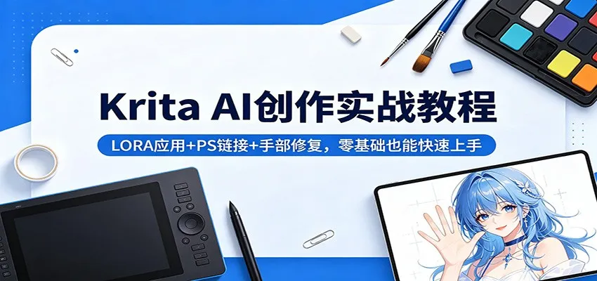 Krita AI创作实战教程：LORA应用+PS链接+手部修复，零基础也能快速上手-706资源网